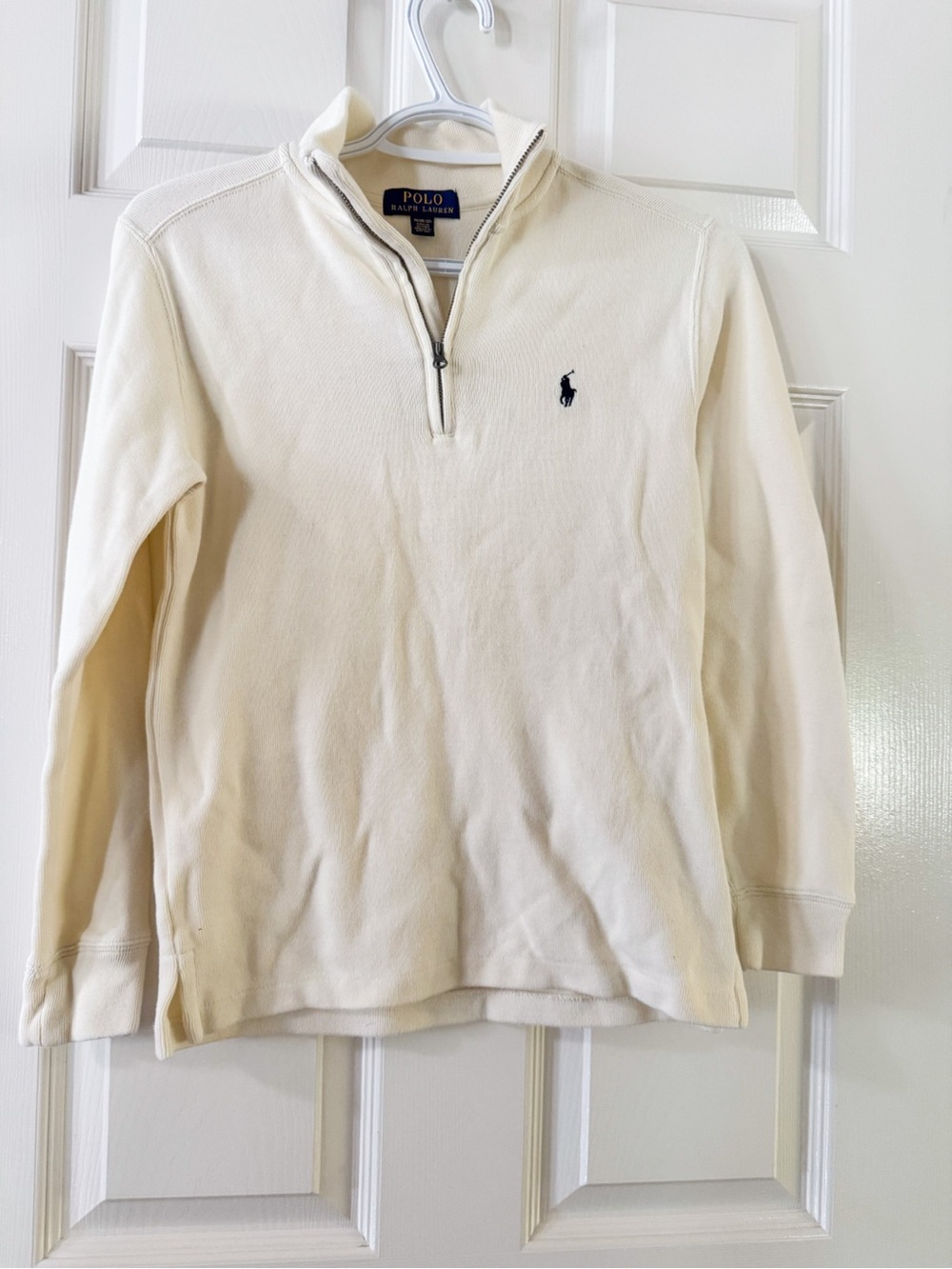 Polo Ralph Lauren Kids Ribbed 1/4 Zip Sweater Top Cream Off-White M